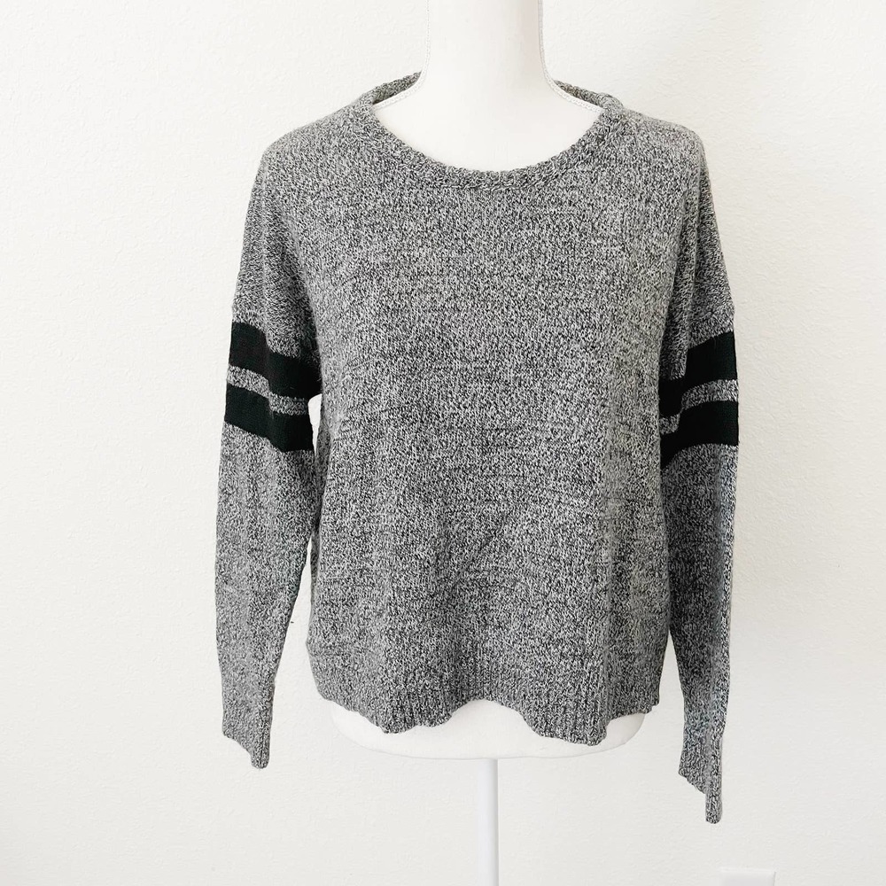 Brandy Melville Veena Black Varsity Stripe Sweater Size M